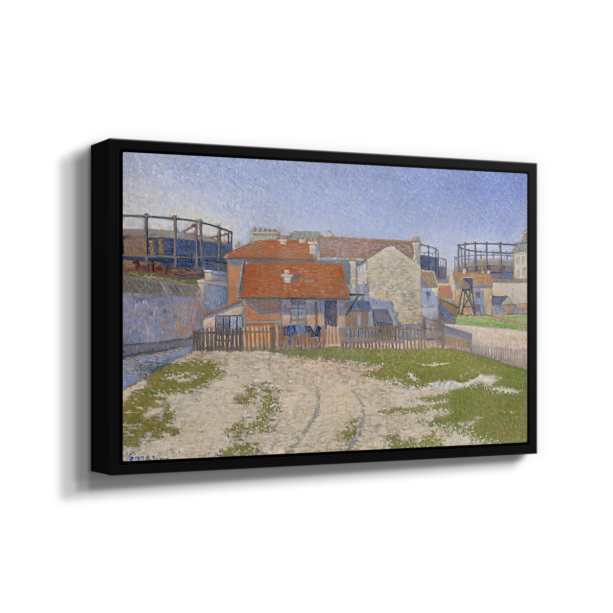 Gasometers at Clichy, 1886 - Floater Framed Canvas Print