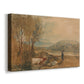 Canvas art print featuring an architectural landmark in rural terrain, displayed at an angle