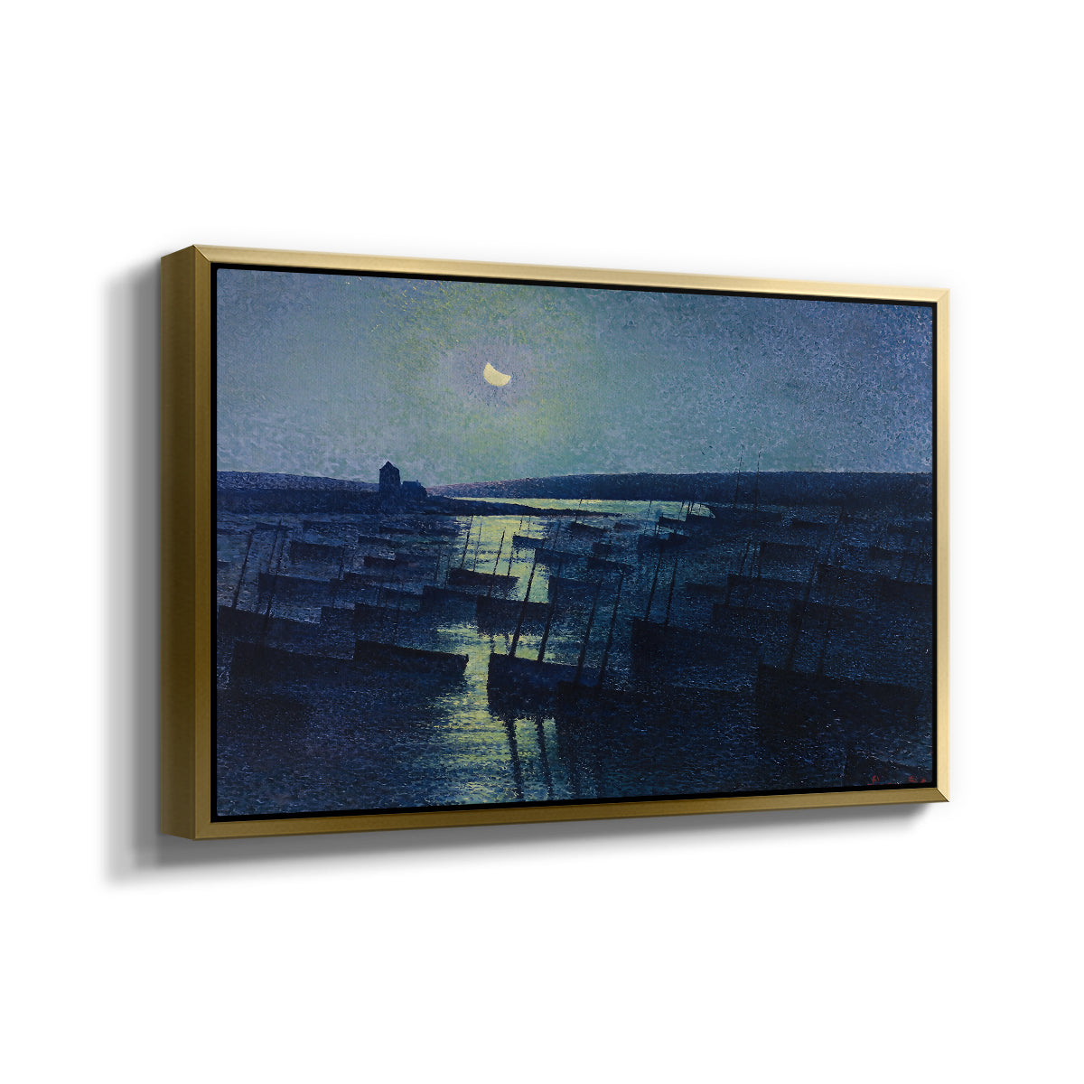 Camaret, Moonlight and Fishing Boats, 1894 - Floater Framed Canvas Print