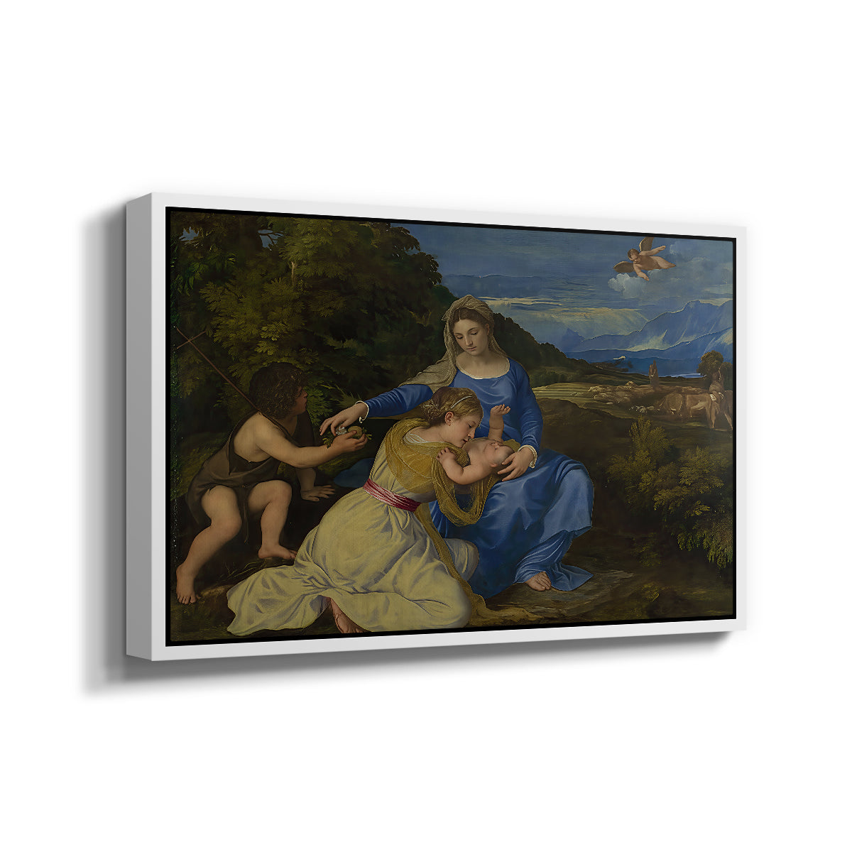 The Aldobrandini Madonna, 1532 - Floater Framed Canvas Print