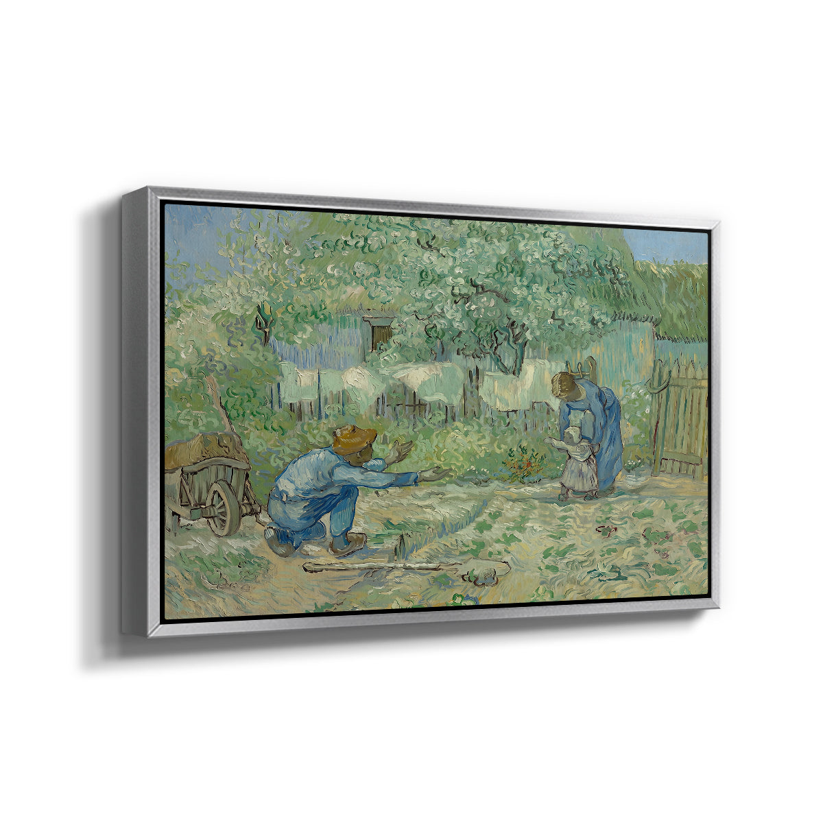 First Steps after Millet, 1890 - Floater Framed Canvas Print
