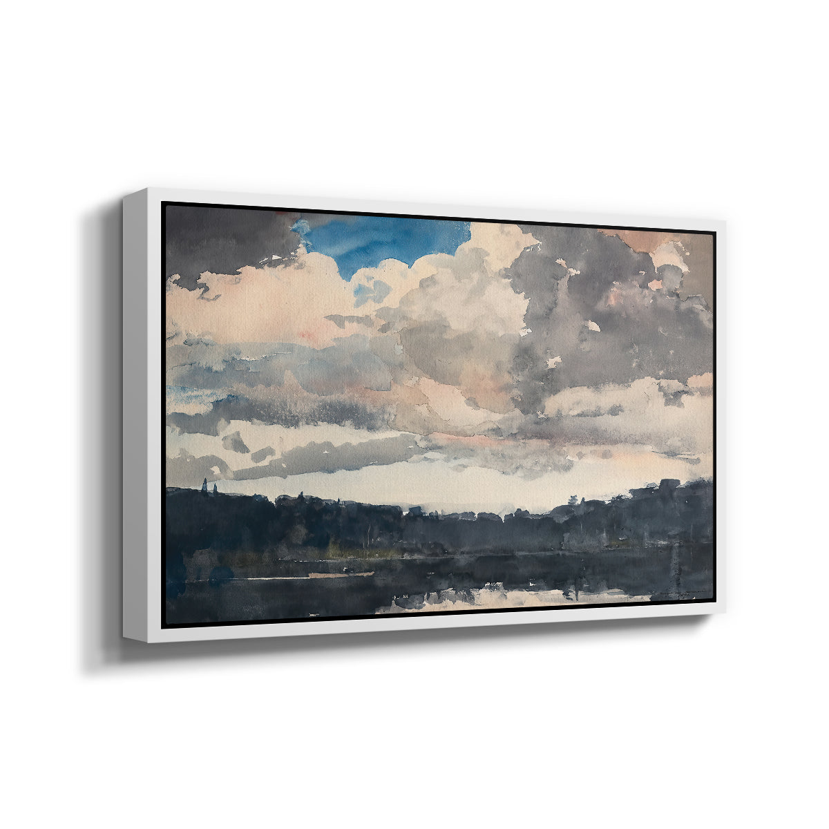 The Lone Boat, North Woods Club, Adirondacks, 1892 - Floater Framed Canvas Print
