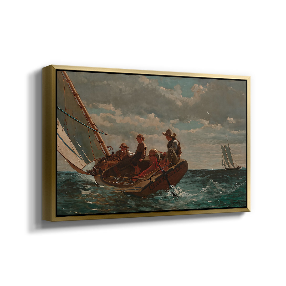 Breezing Up (A Fair Wind), 1873-1876 - Floater Framed Canvas Print
