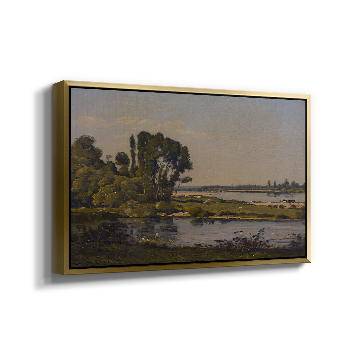 Landscape with a River, 1892 - Floater Framed Canvas Print