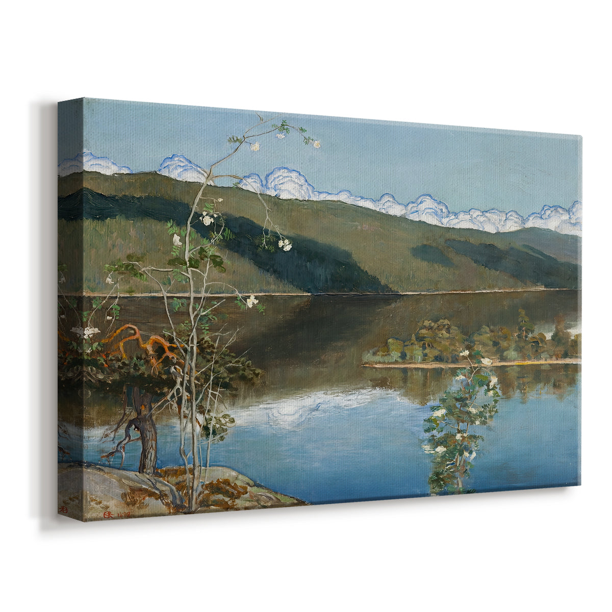 Canvas art print featuring a moody sky with storm clouds rolling across a wide natural landscape, displayed at an angle