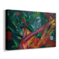 Canvas art print featuring an expressionist animal form simplified into geometric color planes, displayed at an angle