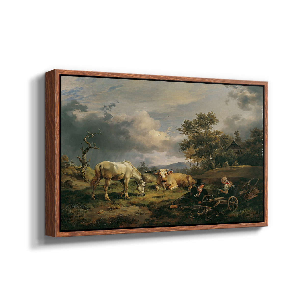 Young Peasant Couple Resting in the Field, 1829 - Floater Framed Canvas Print