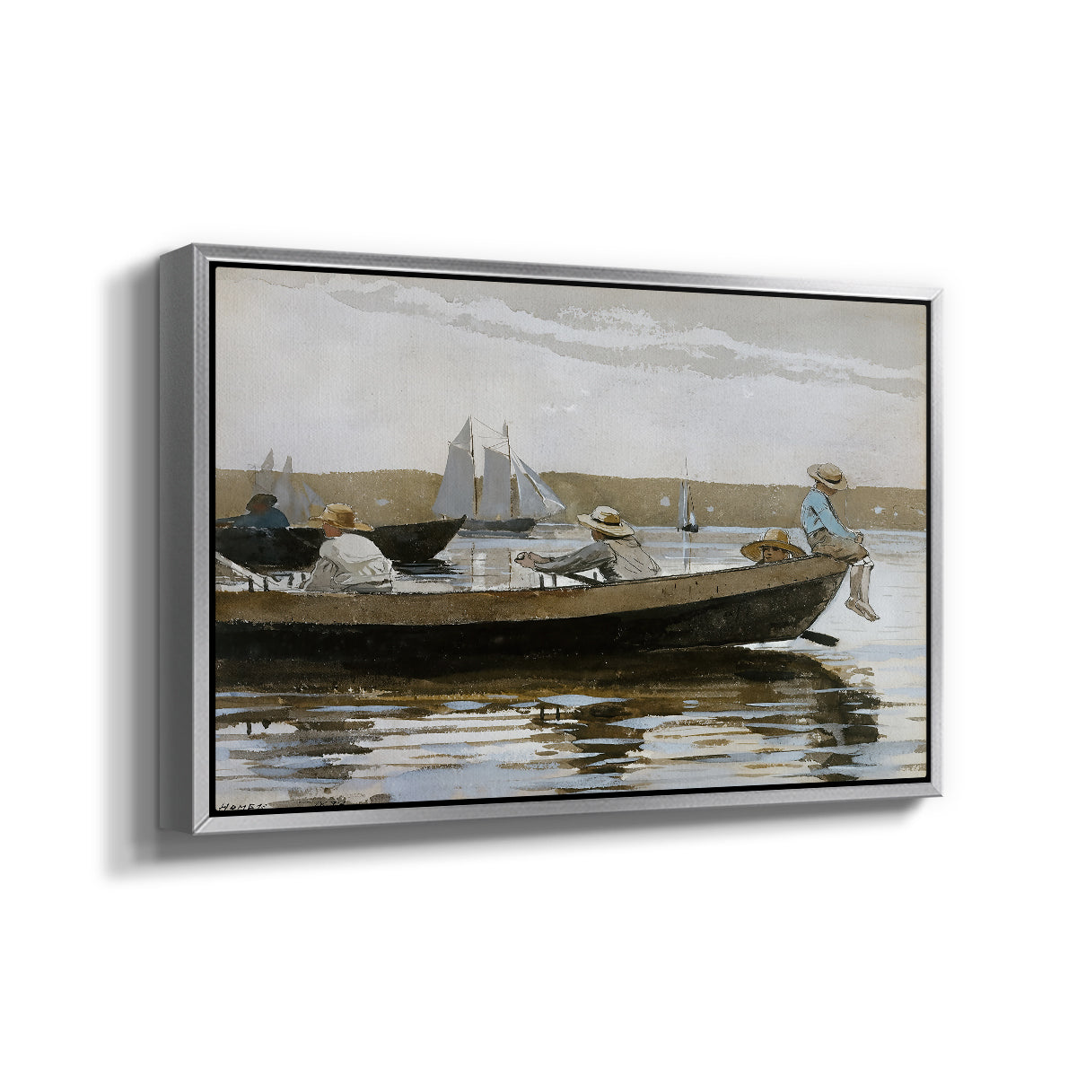 Boys in a Dory, 1873 - Floater Framed Canvas Print