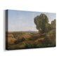Canvas art print featuring an atmospheric countryside scene with muted tones, displayed at an angle