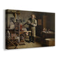 Canvas art print featuring a craftsman operating printing equipment in studio setting, displayed at an angle