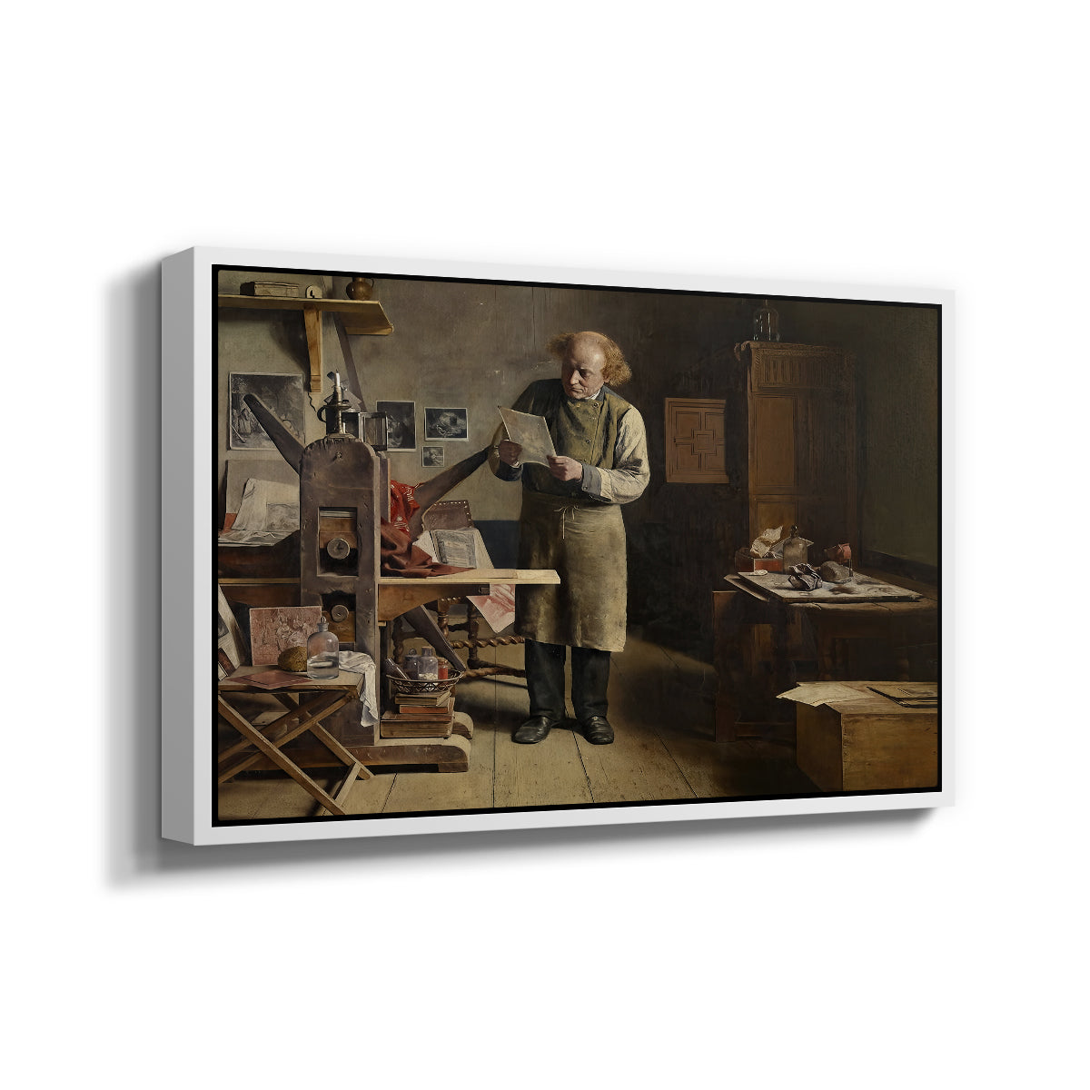 The Plate Printer, 1875 - Floater Framed Canvas Print