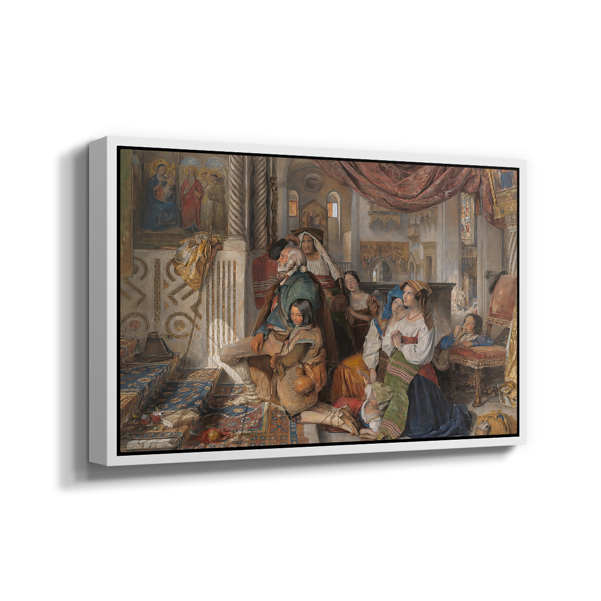 Roman Pilgrims, 1854 - Floater Framed Canvas Print