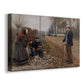 Canvas art print featuring a countryside scene with figures standing beside path, displayed at an angle