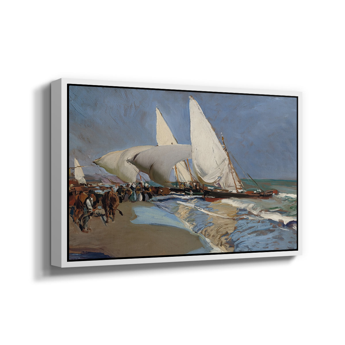The Beach at Valencia, 1908 - Floater Framed Canvas Print