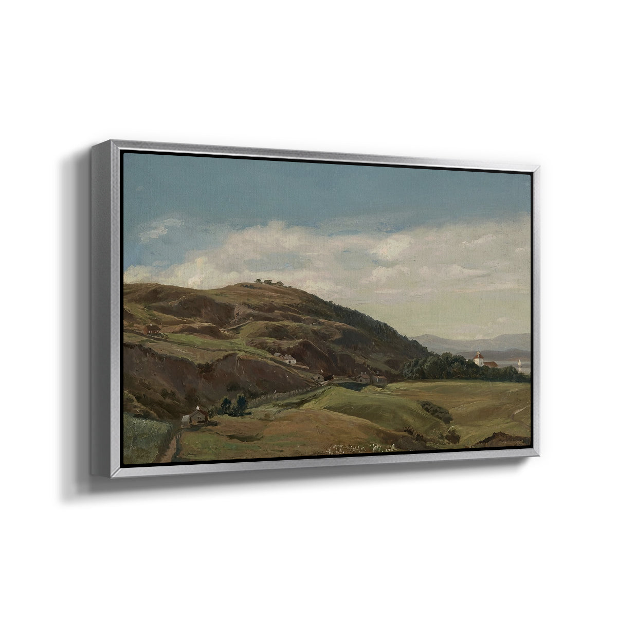 Ekeberg and Oslo Church, 1852 - Floater Framed Canvas Print