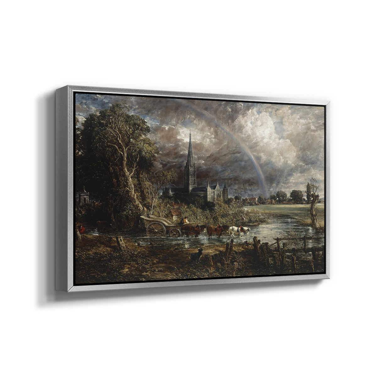 Salisbury Cathedral from the Meadows (Detail), 1831 - Floater Framed Canvas Print