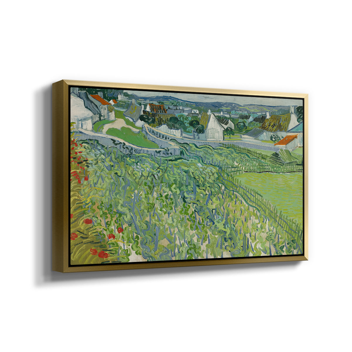 Vineyards at Auvers, 1890 - Floater Framed Canvas Print
