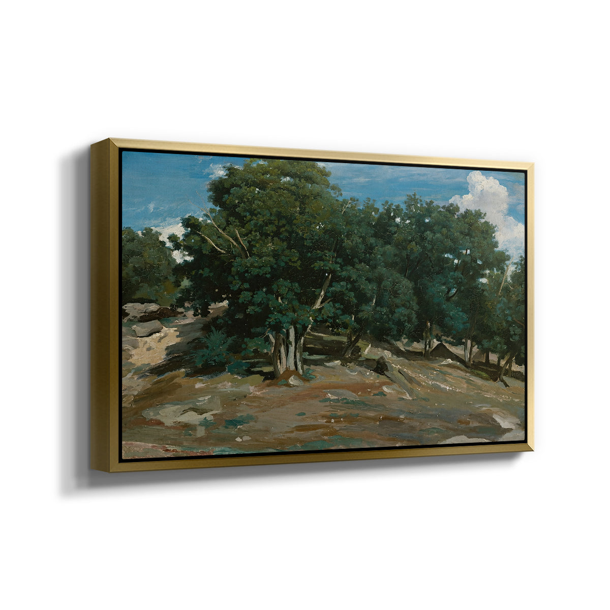Fontainebleau: Oak Trees at Bas-Bréau, c. 1830-1835 - Floater Framed Canvas Print