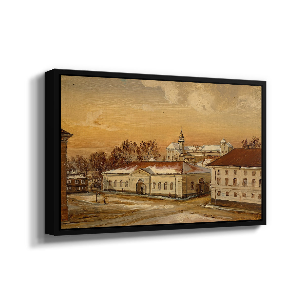 The Riding School at Akershus Castle, 1846 - Floater Framed Canvas Print