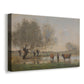 Canvas art print featuring a pastoral scene with livestock in marshy terrain, displayed at an angle