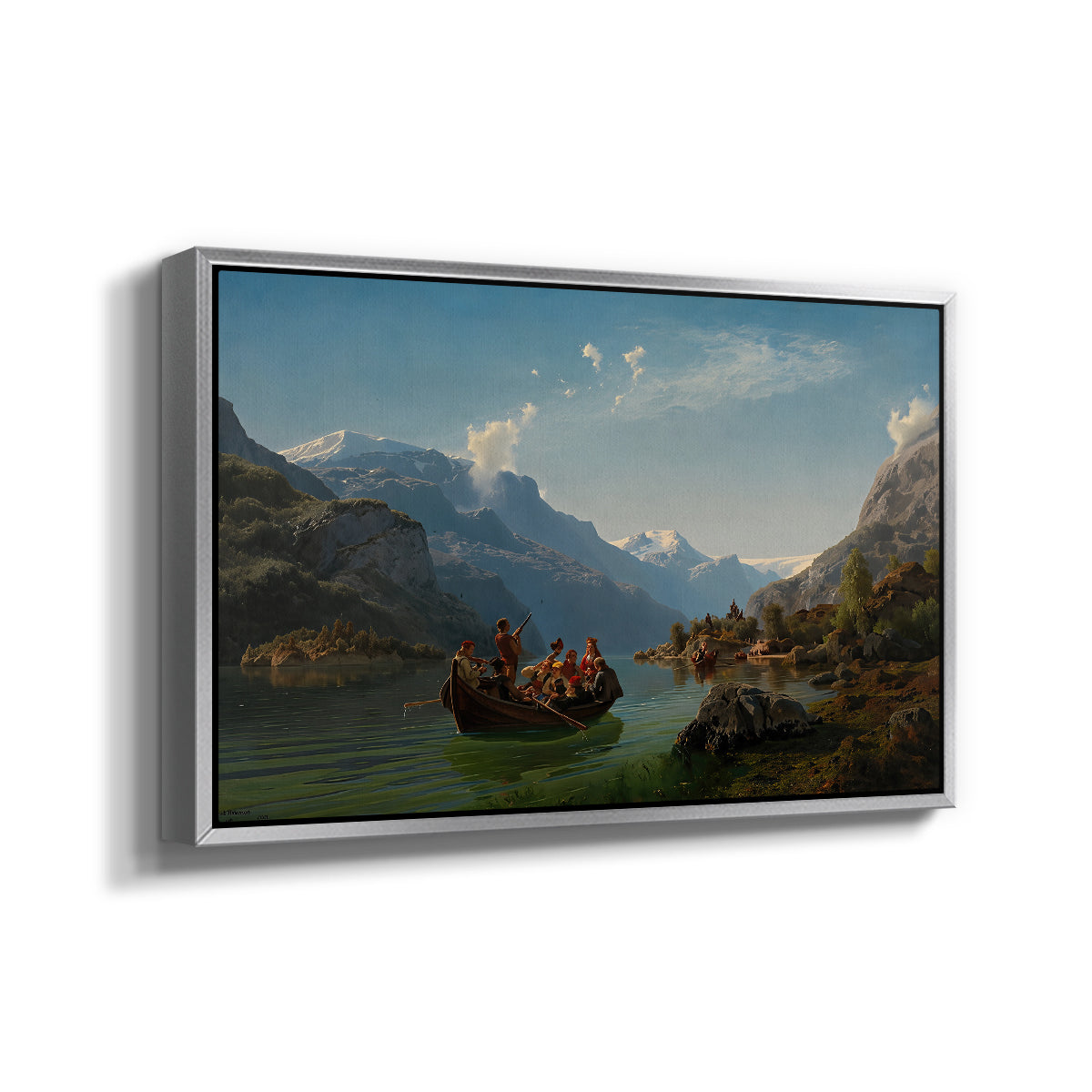 Bridal Procession on the Hardangerfjord, 1848 - Floater Framed Canvas Print