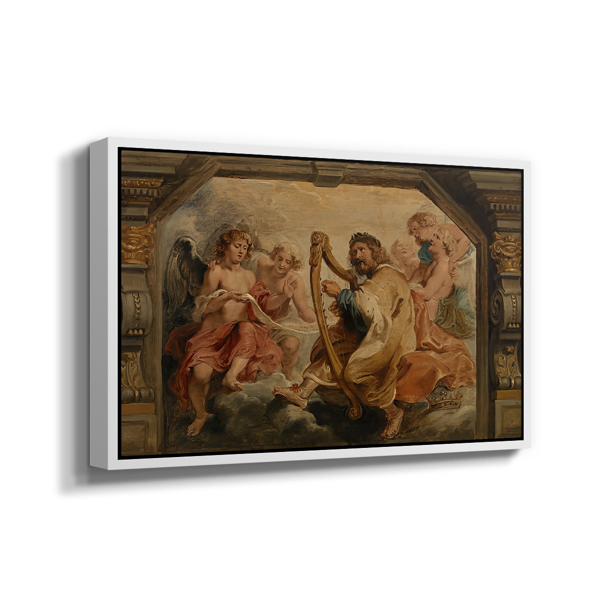 King David Playing the Harp, c. 1627-1628 - Floater Framed Canvas Print