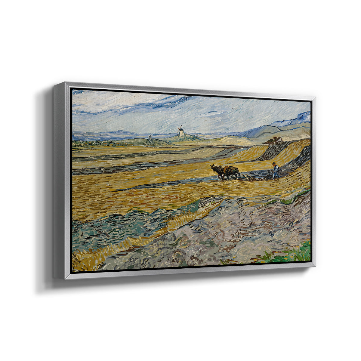 Enclosed Field with Ploughman, 1889 - Floater Framed Canvas Print
