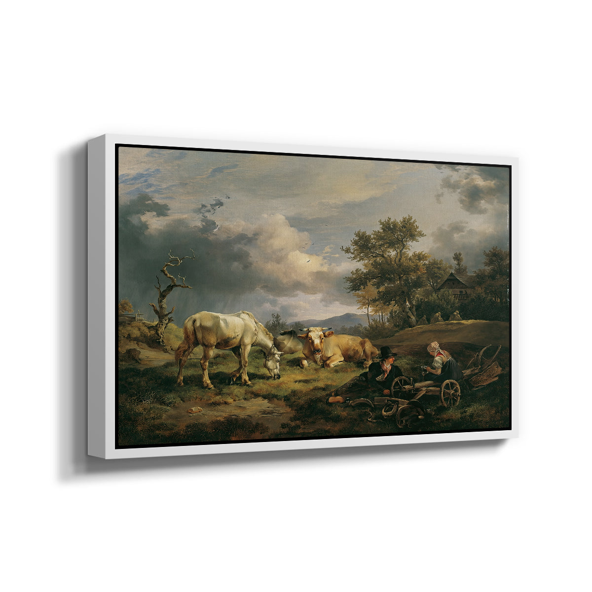 Young Peasant Couple Resting in the Field, 1829 - Floater Framed Canvas Print
