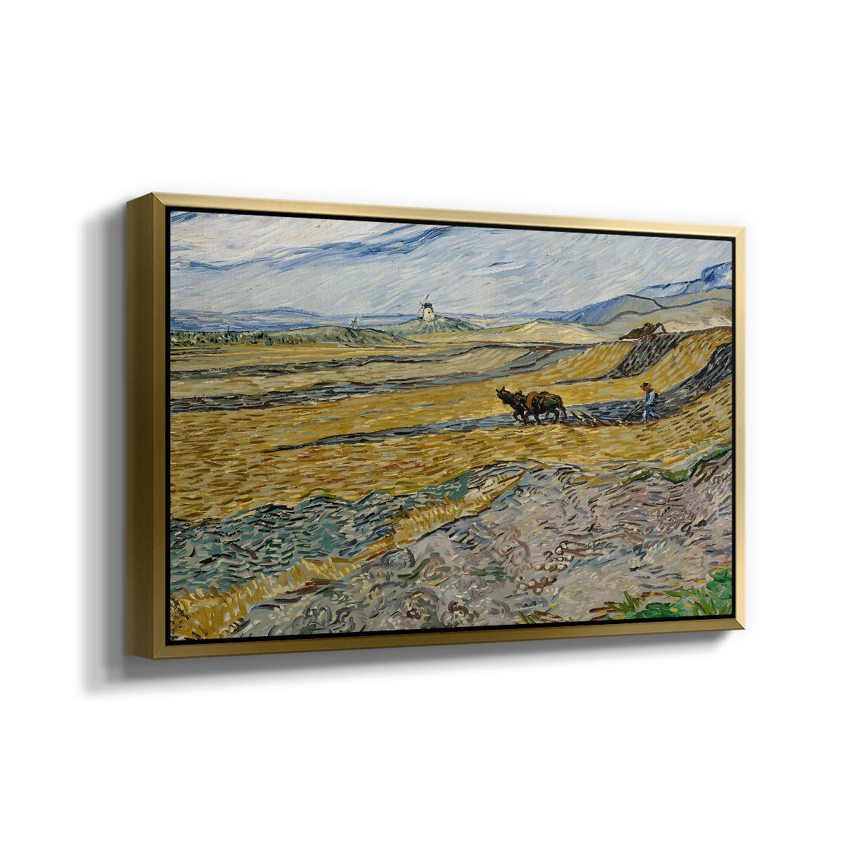 Enclosed Field with Ploughman, 1889 - Floater Framed Canvas Print