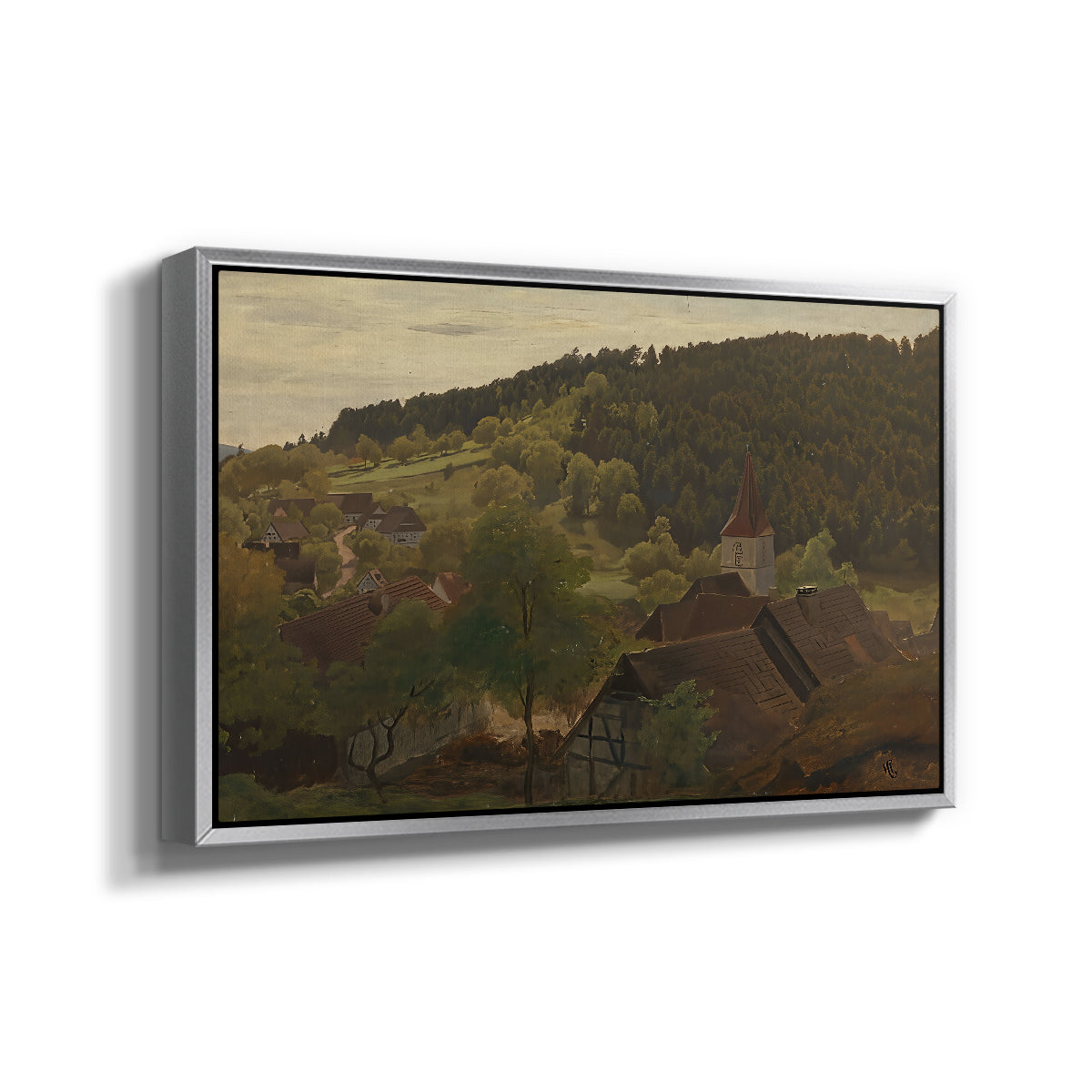 Landscape from Ebersteinburg in Baden, 1876 - Floater Framed Canvas Print
