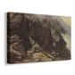 Canvas art print featuring a detailed study of rugged mountain landscape with sharp contours, displayed at an angle