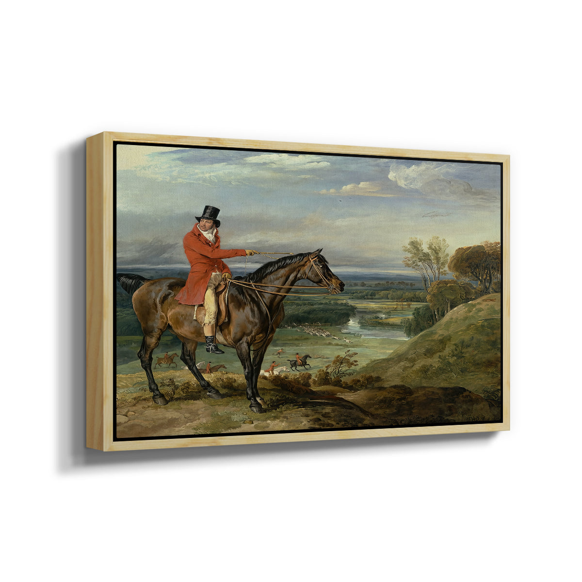 John Levett Hunting at Wychnor, Staffordshire, 1818 - Floater Framed Canvas Print
