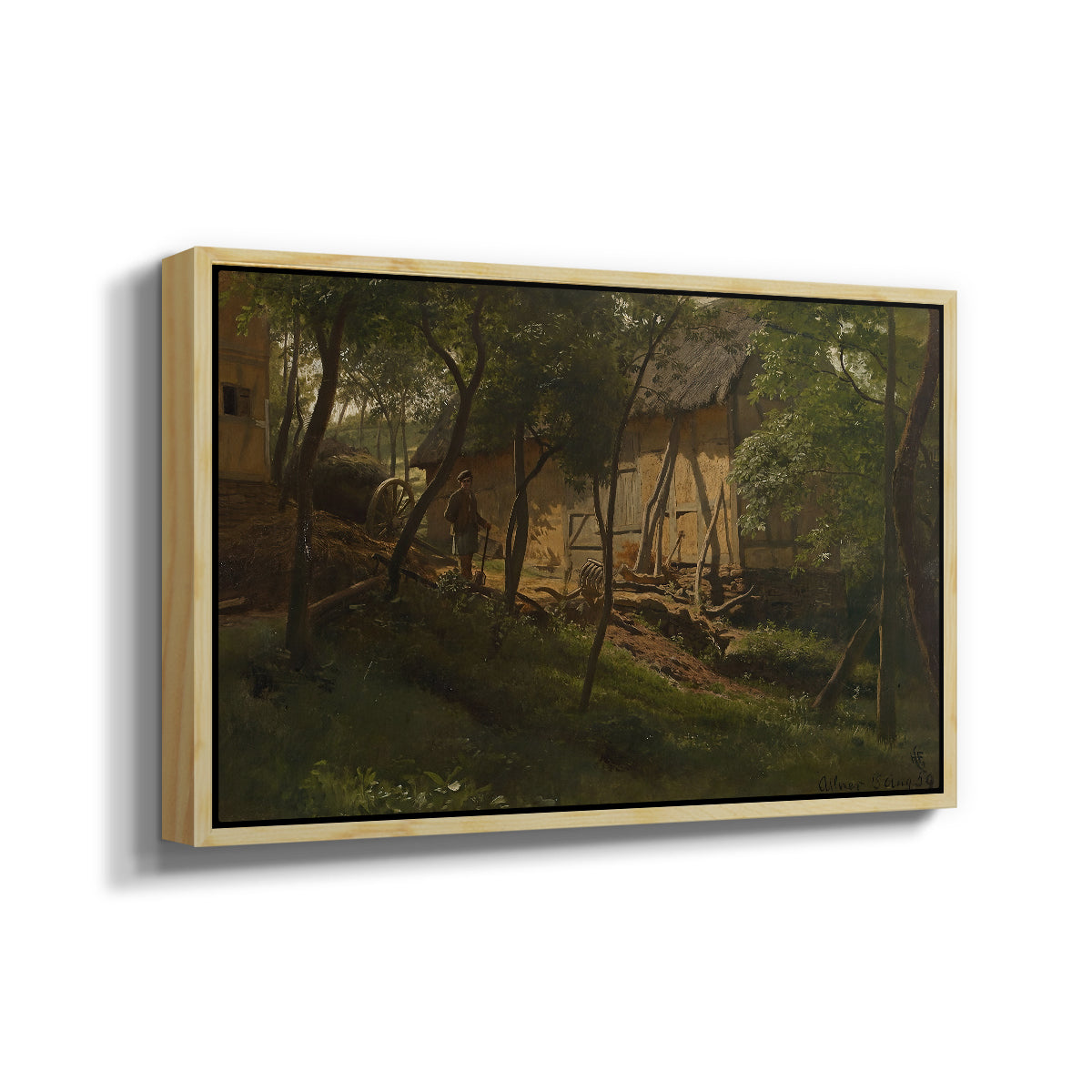 German Farm, 1859 - Floater Framed Canvas Print