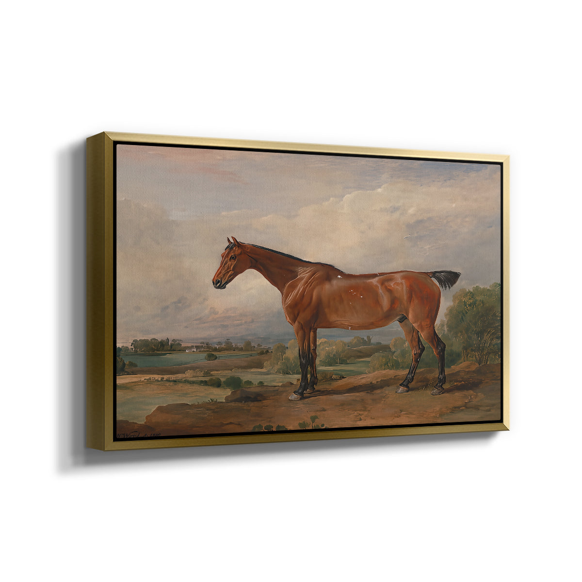 A Hunter in a Landscape, c. 1810 - Floater Framed Canvas Print
