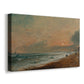 Canvas art print featuring a seaside scene with water meeting sandy shore, displayed at an angle
