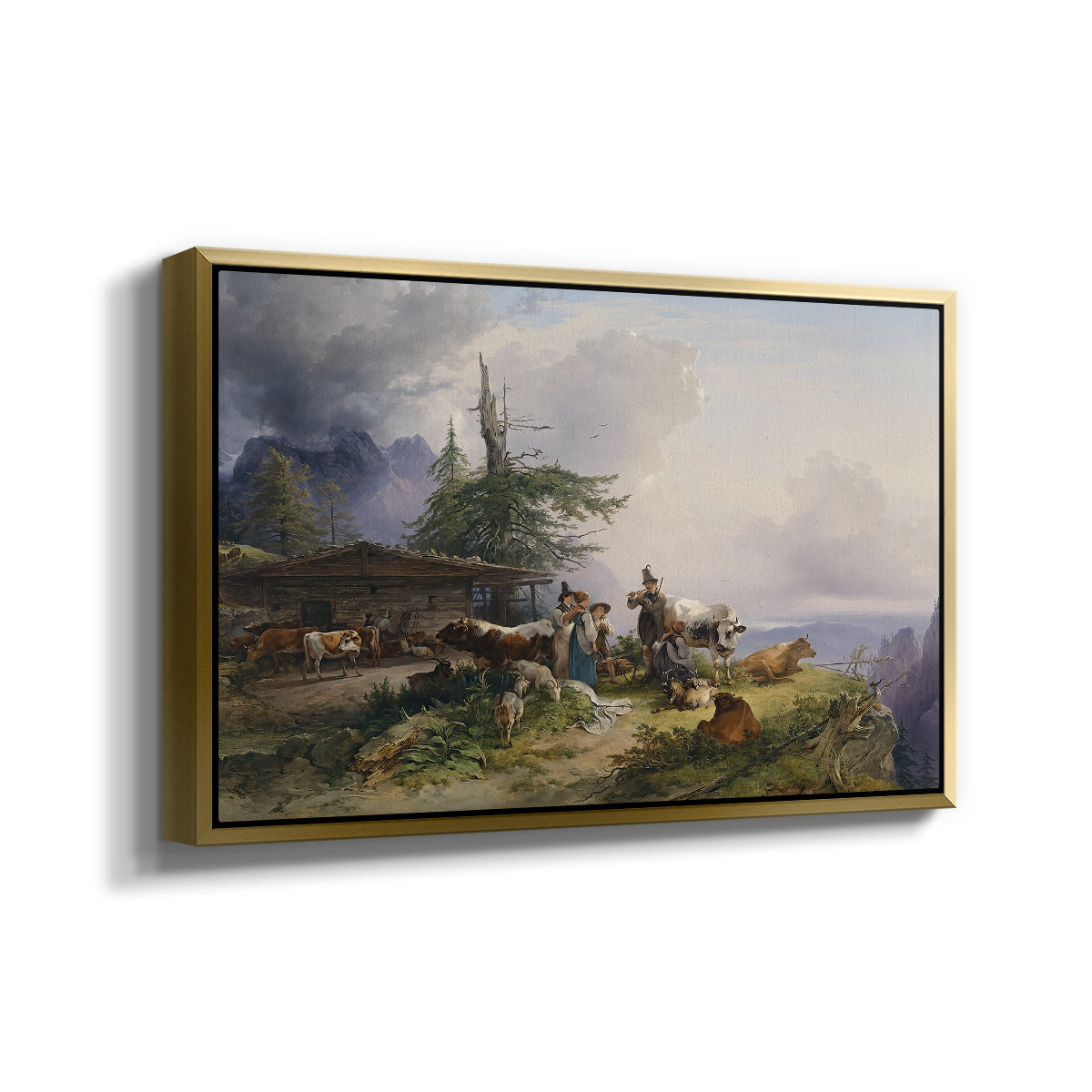 An Alpine Farm on the Untersberg, 1835 - Floater Framed Canvas Print
