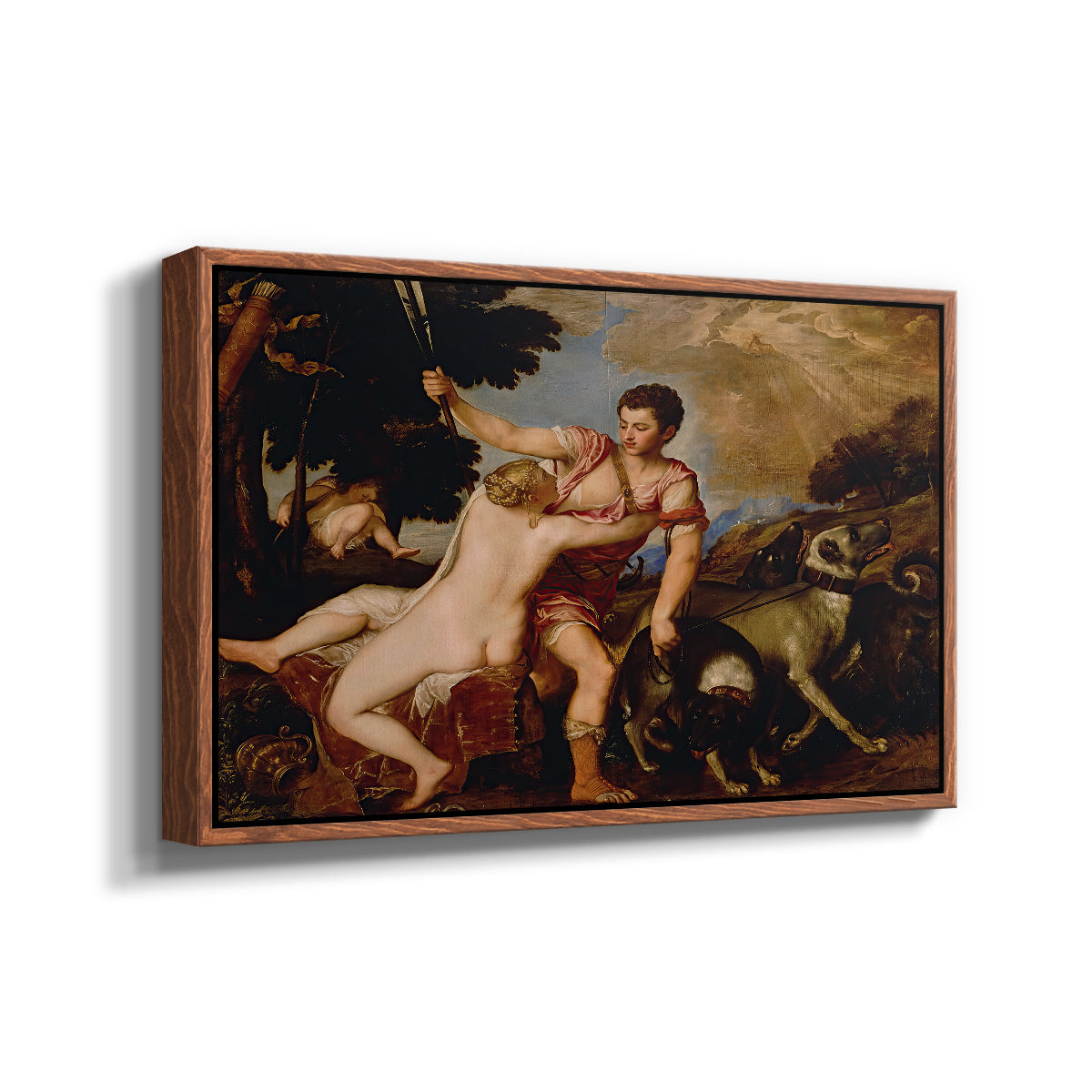 Venus and Adonis, 1554 - Floater Framed Canvas Print