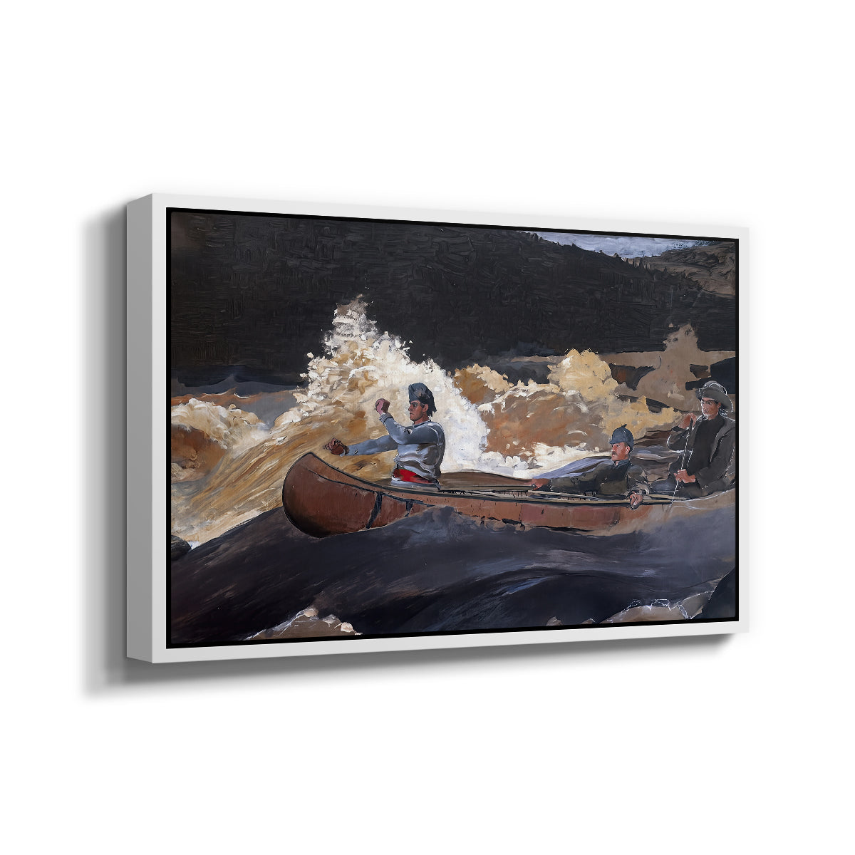Shooting the Rapids, Saguenay River, 1905-1910 - Floater Framed Canvas Print