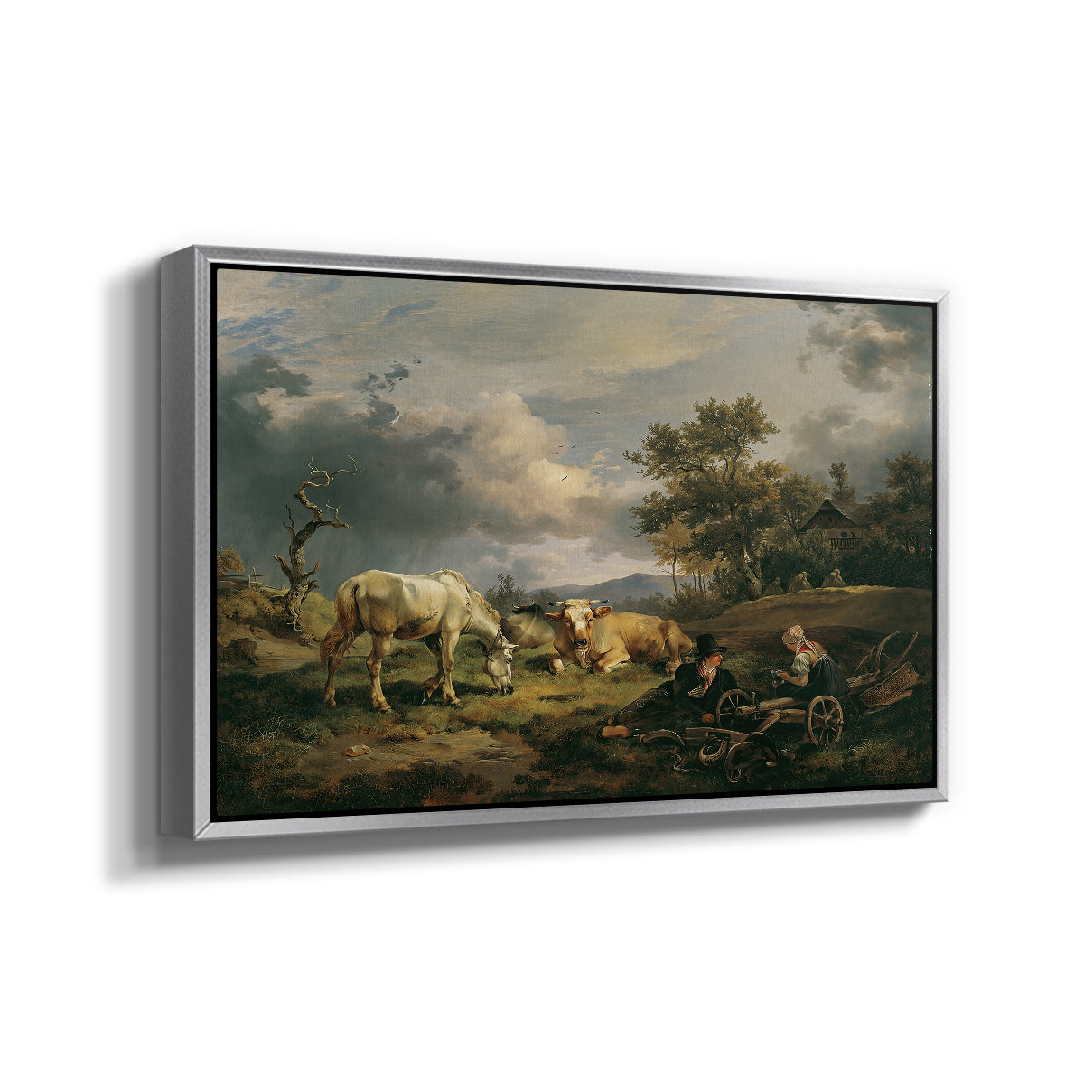 Young Peasant Couple Resting in the Field, 1829 - Floater Framed Canvas Print