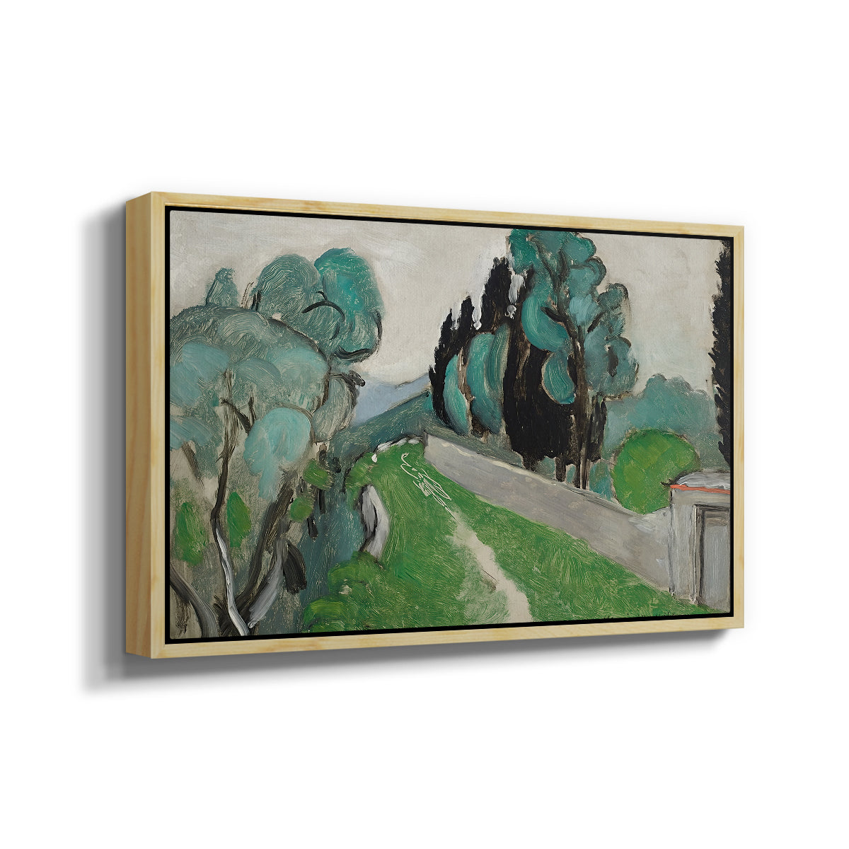 Landscape with Cypresses and Olive Trees near Nice, c. 1918 - Floater Framed Canvas Print