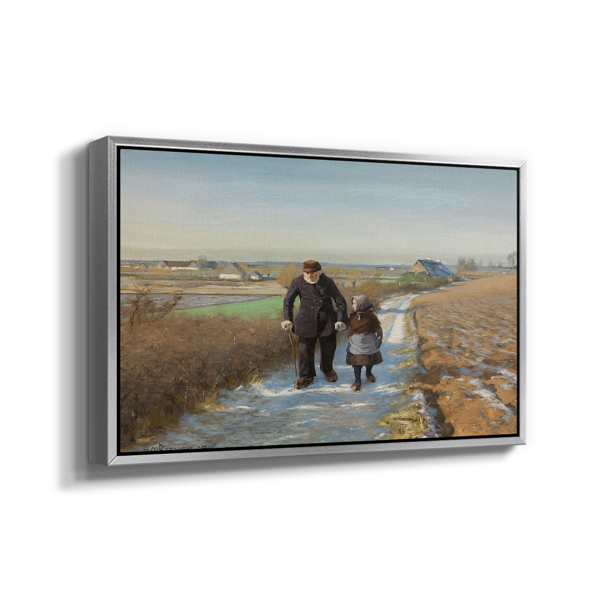 The Old Man and the Child, 1888 - Floater Framed Canvas Print
