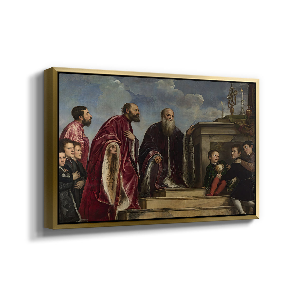 The Vendramin Family Venerating a Relic of the True Cross, c. 1540-1545 - Floater Framed Canvas Print