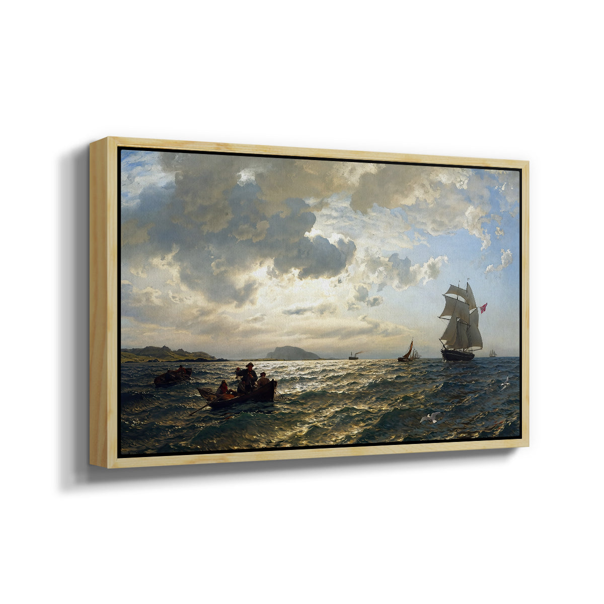 Fresh Breeze on the Norwegian Coast, 1876 - Floater Framed Canvas Print