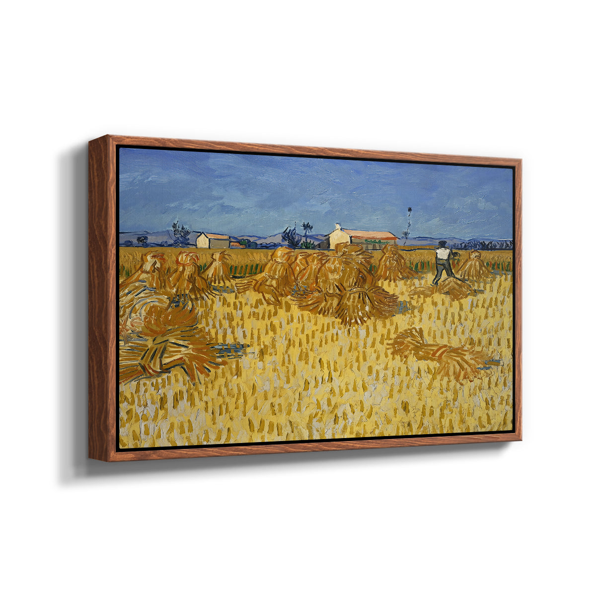 Wheat Field with Sheaves (Harvest in Provence), 1888 - Floater Framed Canvas Print