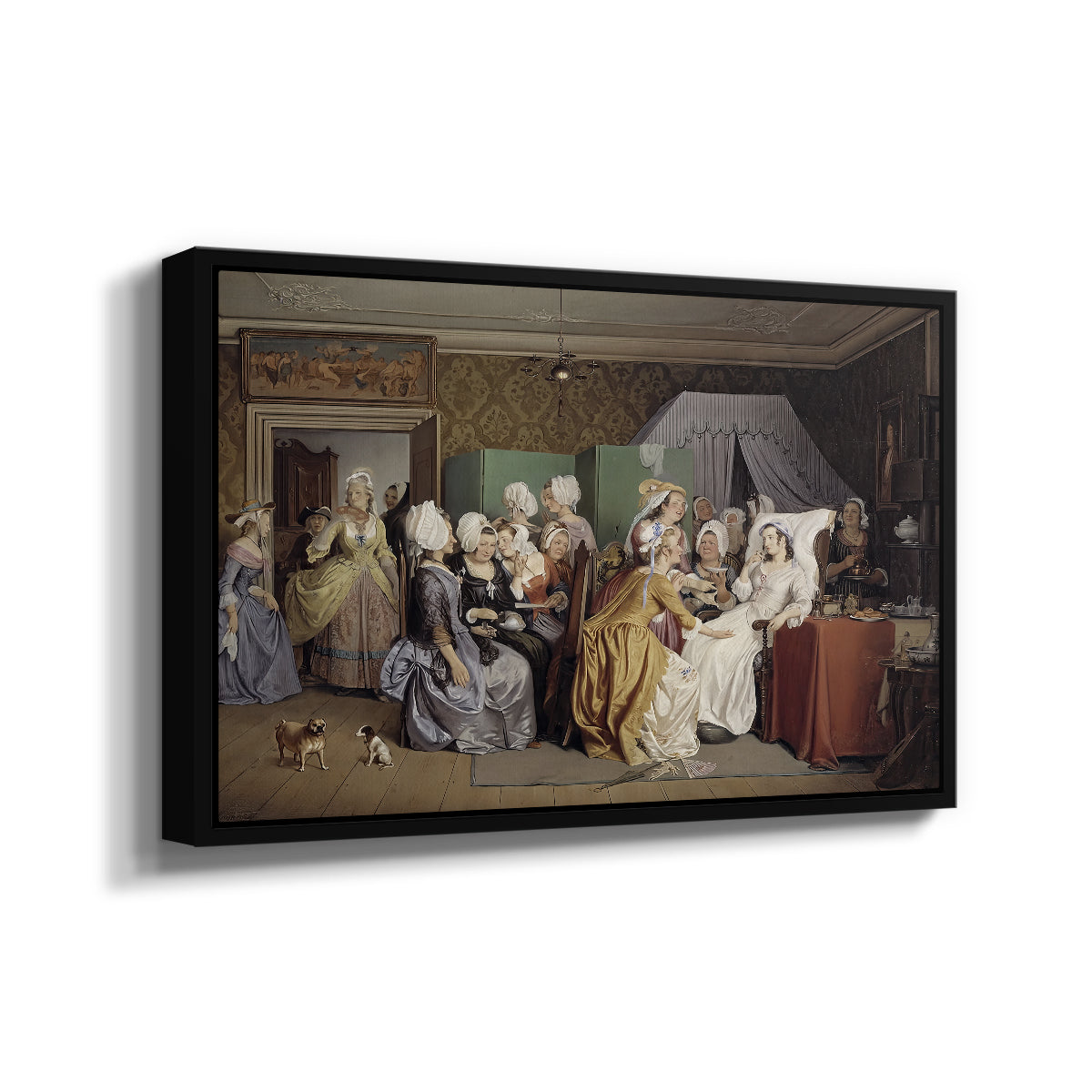 The Maternity Room (Scene from "Barselstuen"), 1845 - Floater Framed Canvas Print
