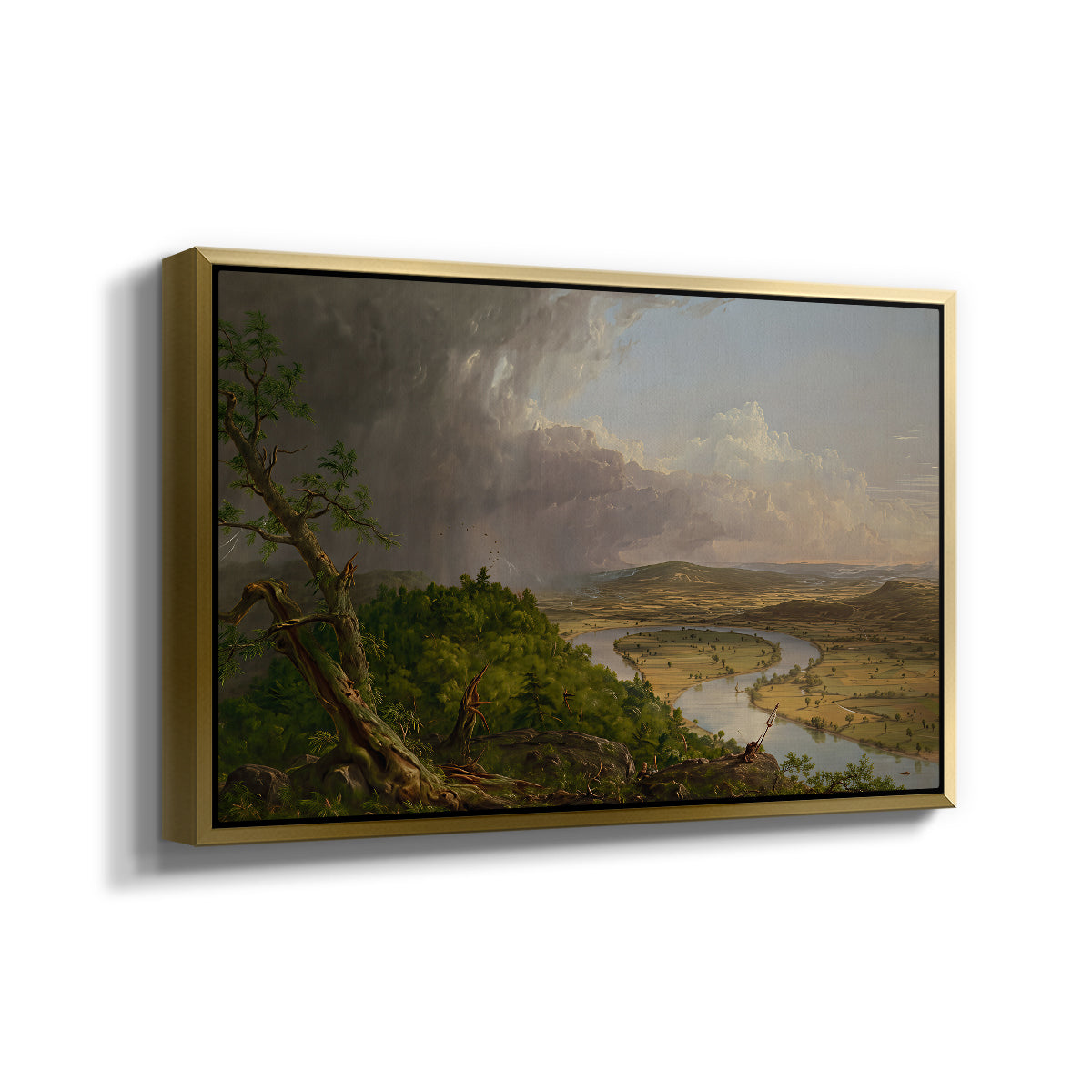 View from Mount Holyoke, Northampton, Massachusetts, after a Thunderstorm (Oxbow), 1836 - Floater Framed Canvas Print
