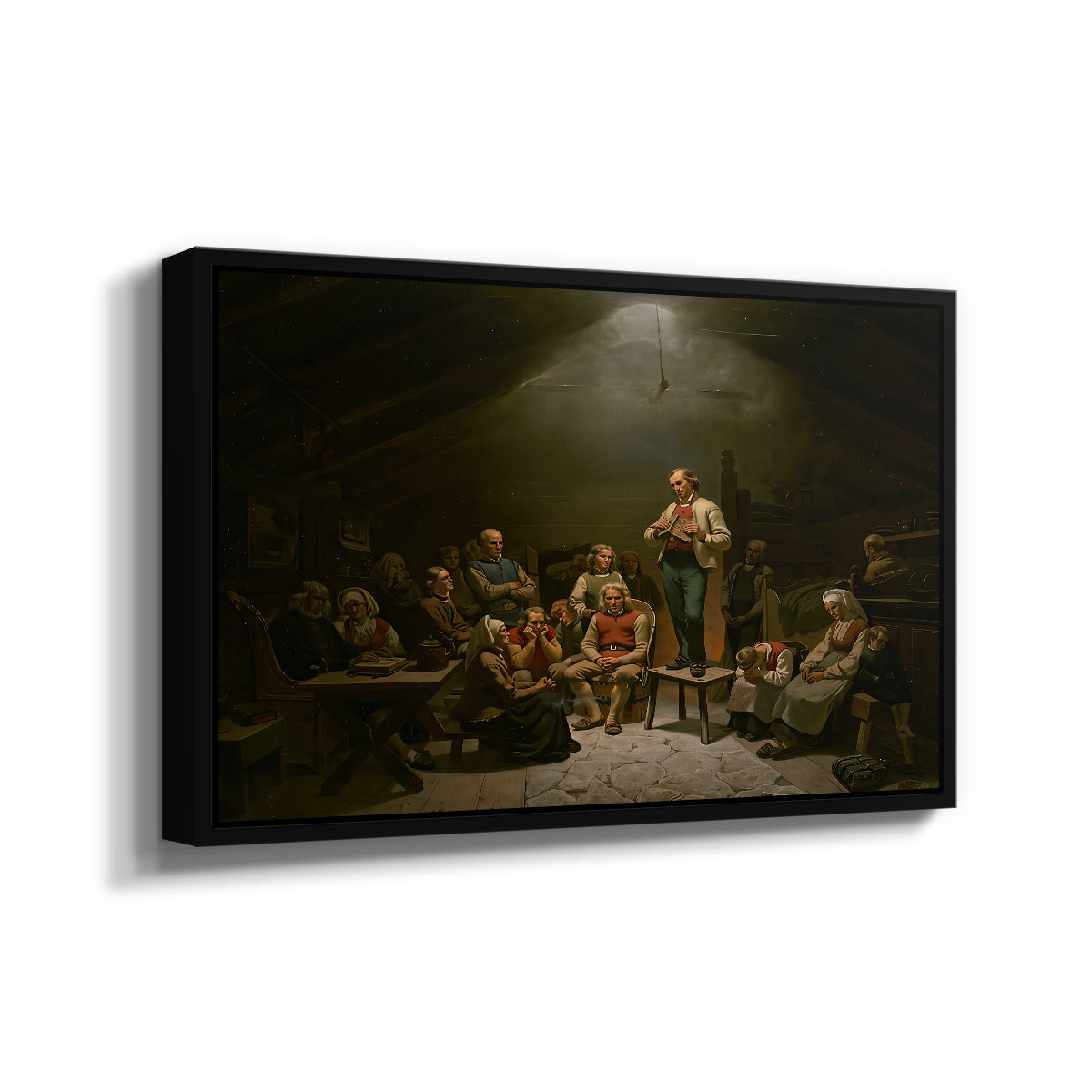 Low Church Devotion (Haugianerne), 1848 - Floater Framed Canvas Print