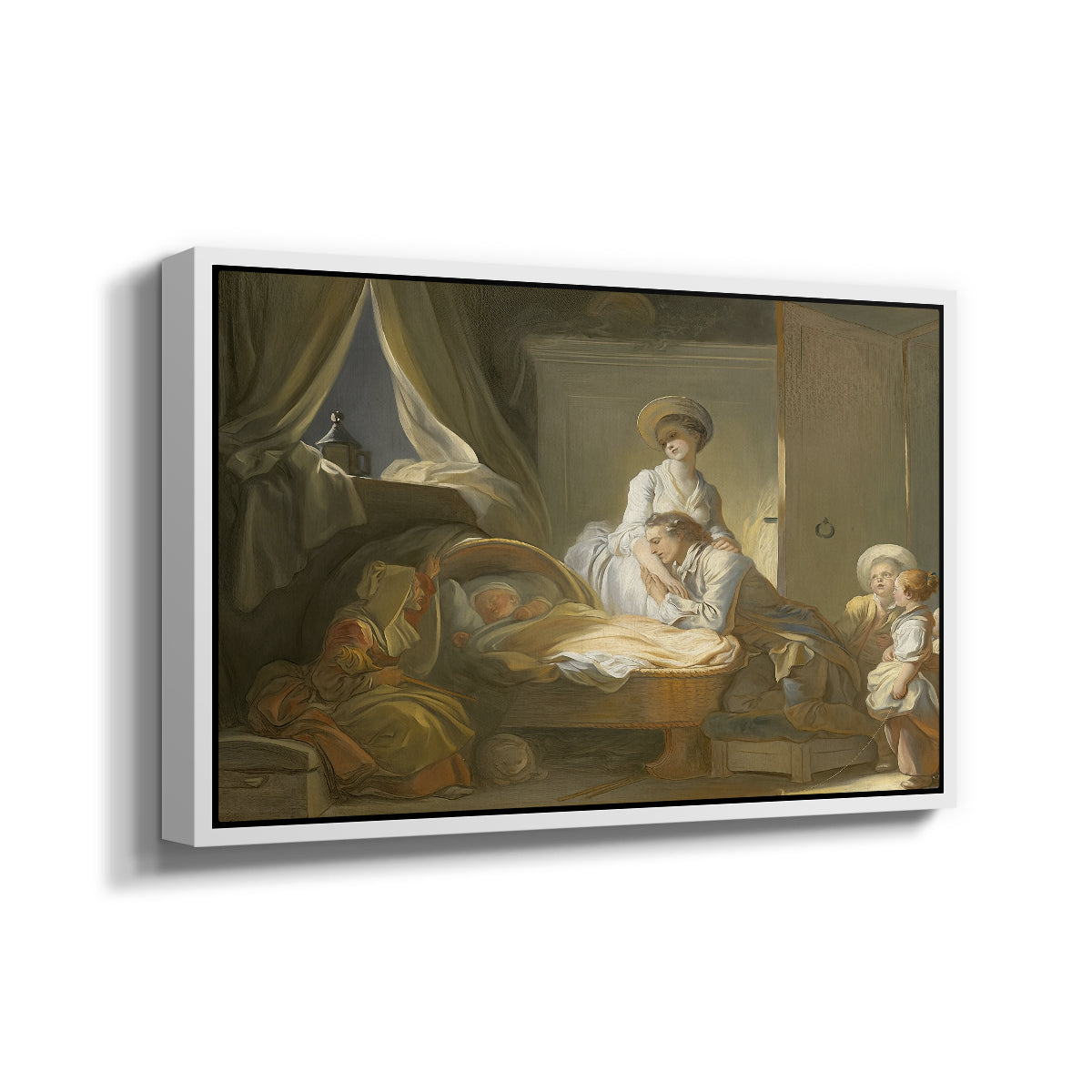 The Visit to the Nursery, c. 1775 - Floater Framed Canvas Print