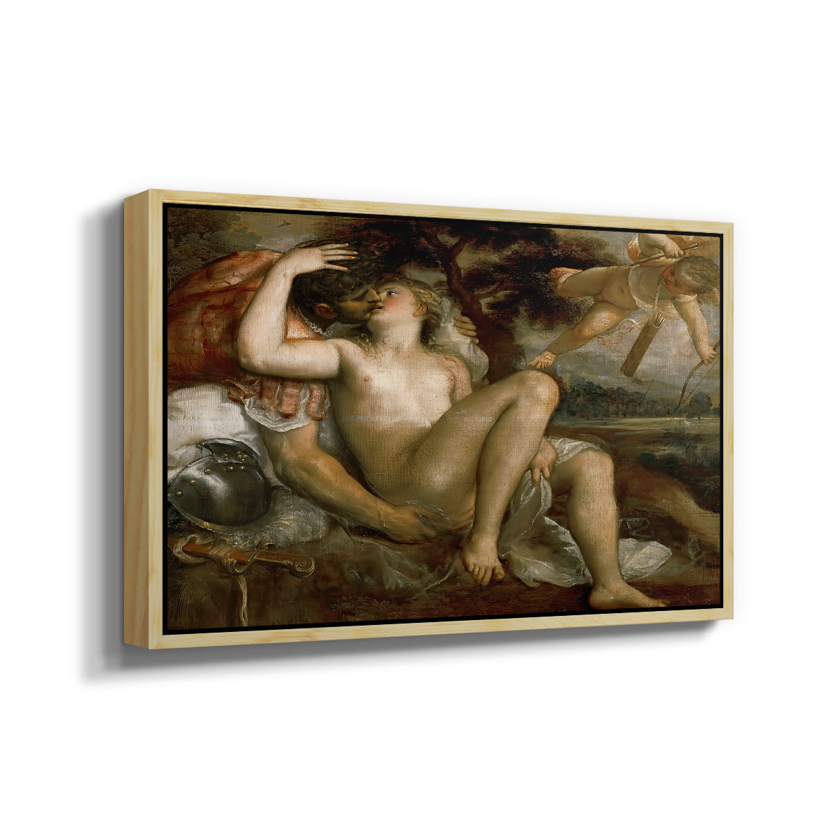 Mars, Venus and Cupid, c. 1530 - Floater Framed Canvas Print