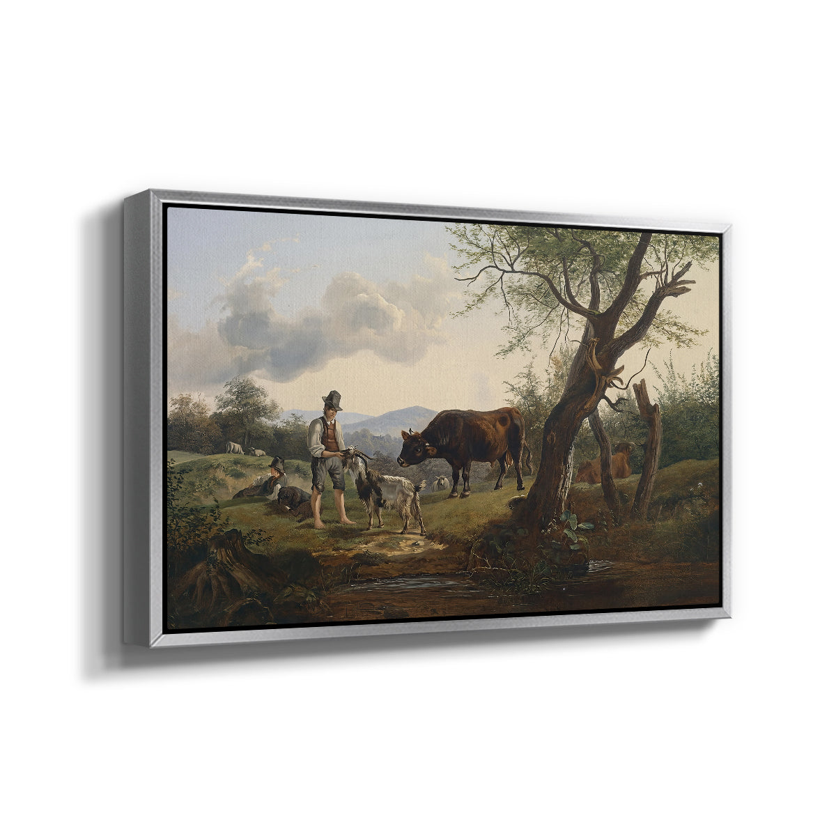 Shepherd with Billy Goat, c. 1830 - Floater Framed Canvas Print